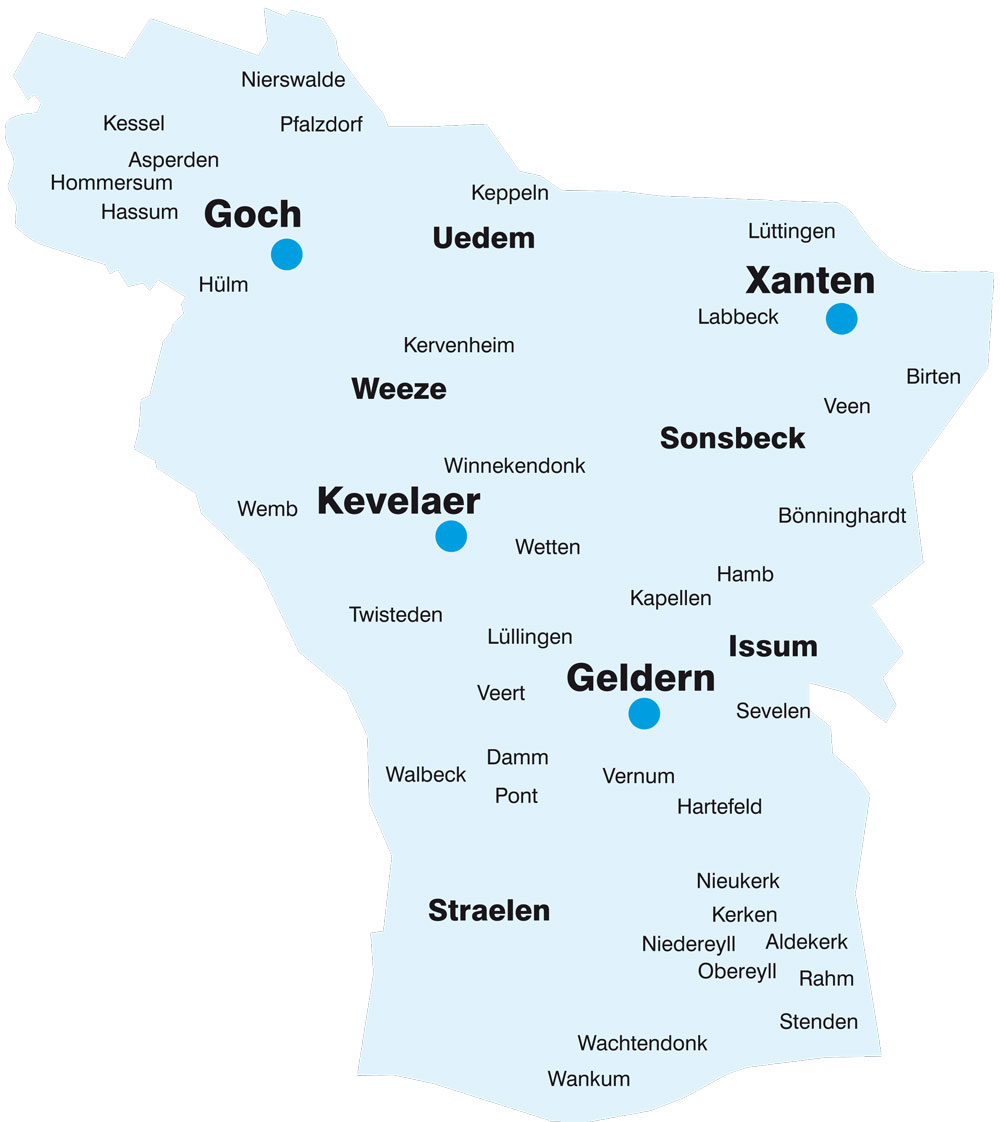 Advent in Kevelaer Verbreitungsgebiet